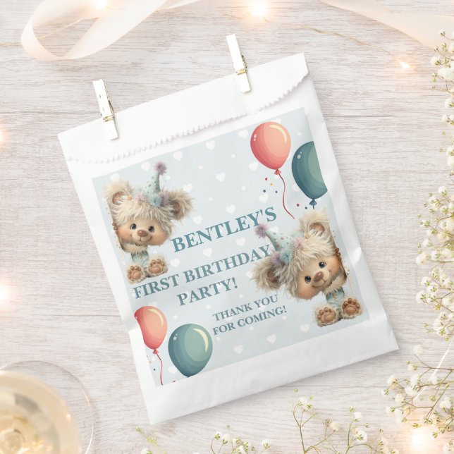 Blue Balloon Hedgehogs Celebration Favour Bags (Clipped)