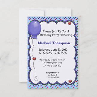 Blue Balloon Invitations