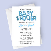 Blue Balloon Letter Baby Shower Invitation