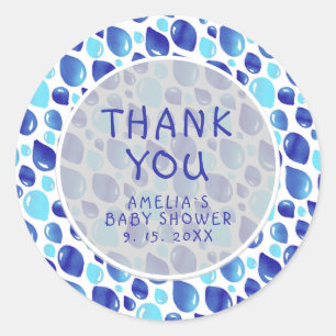 Blue Balloon Pattern Baby Boy Baby Shower Classic Round Sticker