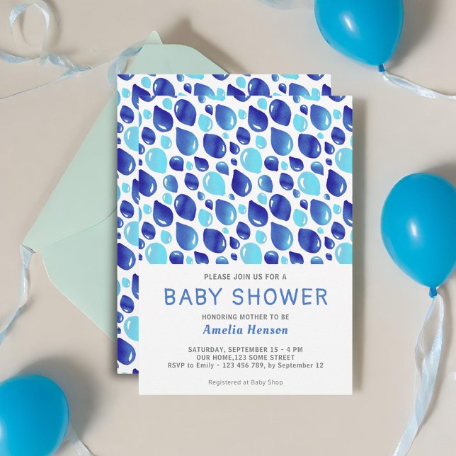 Blue Balloon Pattern Baby Boy Baby Shower Invitation (Creator Uploaded)