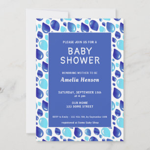 Blue Balloon Pattern Baby Boy Baby Shower Invitation