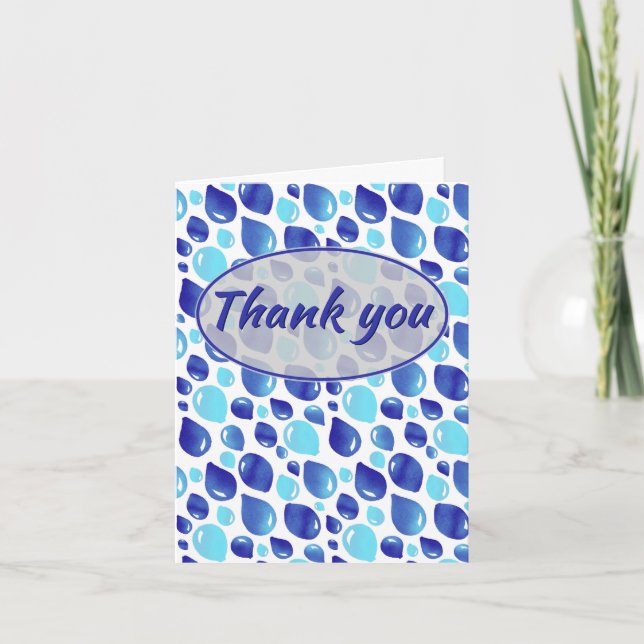 Blue Balloon Pattern Boy Baby Shower  Thank You Card (Front)