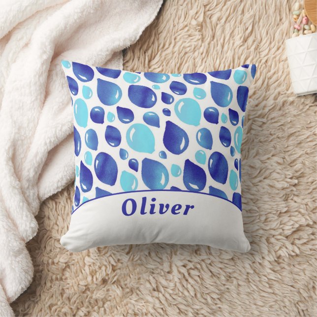 Blue Balloon Pattern Boy Name Kids Decor Cushion (Blanket)