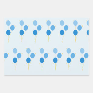 Blue balloon wrapping paper