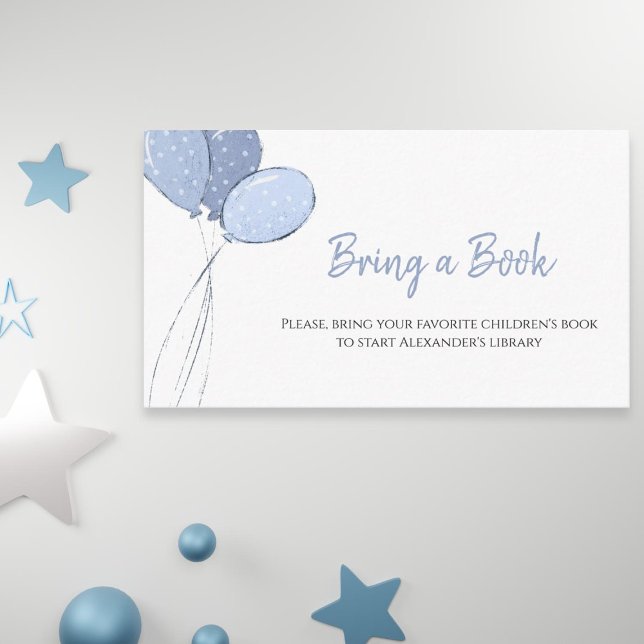 Blue Balloons Baby Shower Bring a Book Enclosure Card (Creator Uploaded)