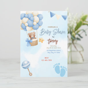 Blue Balloons Baby Shower Invitation