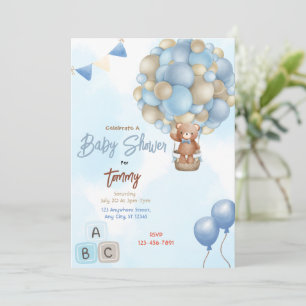 Blue Balloons Baby Shower Invitation