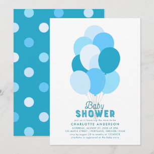 Blue Balloons Baby Shower Invitation