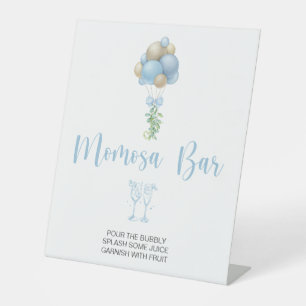 Blue Balloons Baby Shower Momosa Bar Pedestal Sign
