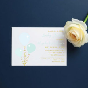 Blue Balloons Boy Baby Shower Invitation