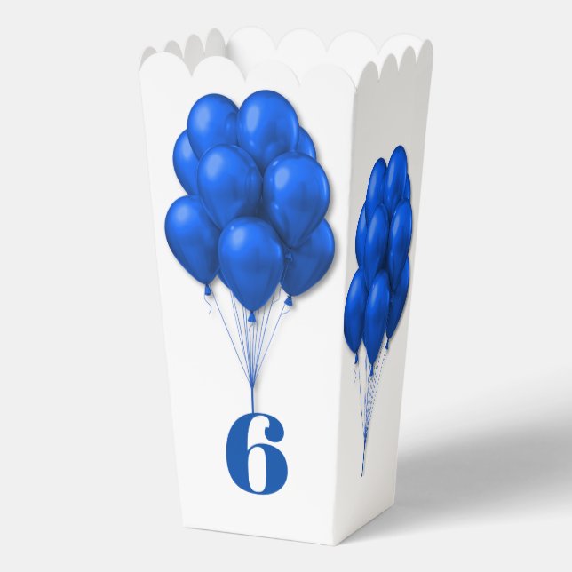 Blue Balloons Childs Birthday Age Template Favour Box (Front)