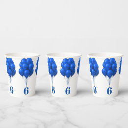Blue Balloons Childs Birthday Age Template Paper Cups