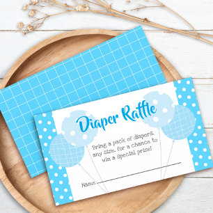 Blue Balloons Cute Baby Boy Shower Diaper Raffle Enclosure Card