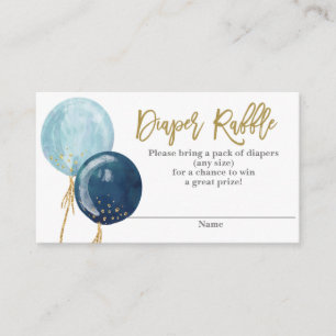 Blue balloons Diaper Raffle Enclosure Card