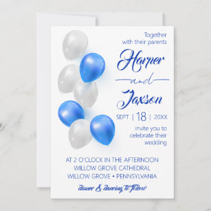Blue Balloons. Elegant wedding invitation. Invitation