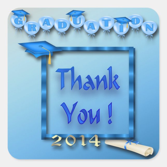 Blue Balloons Graduation Thank You envelope seal (Front)