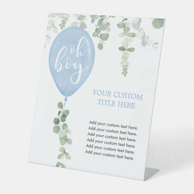 Blue balloons greenery custom sign make your own (Front)