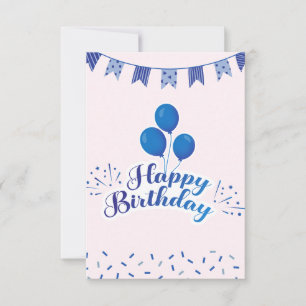Blue Balloons Happy Birthday Greeting Card