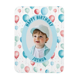 Blue Balloons Happy Birthday Photo Magnet