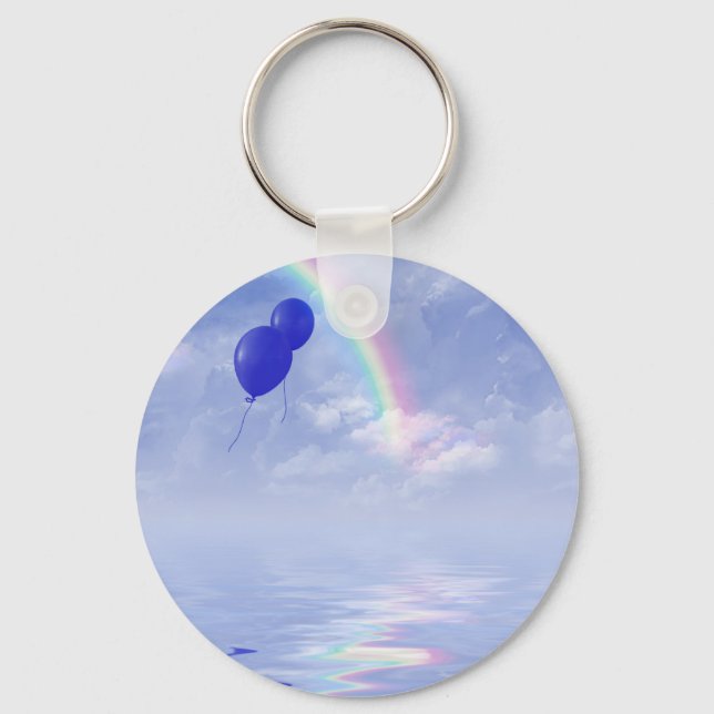 blue balloons in rainbow key ring (Front)