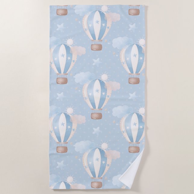 Blue Balloons Pattern Beach Towel (Front)