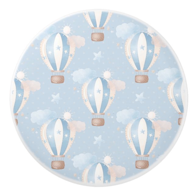 Blue Balloons Pattern Ceramic Knob (Front)