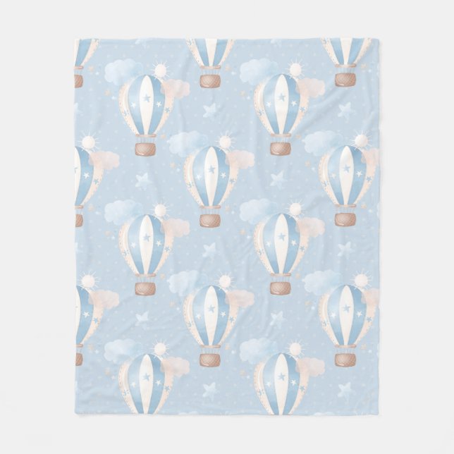 Blue Balloons Pattern Fleece Blanket (Front)