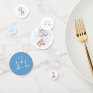 Blue Balloons Teddy Bear Baby Shower Confetti