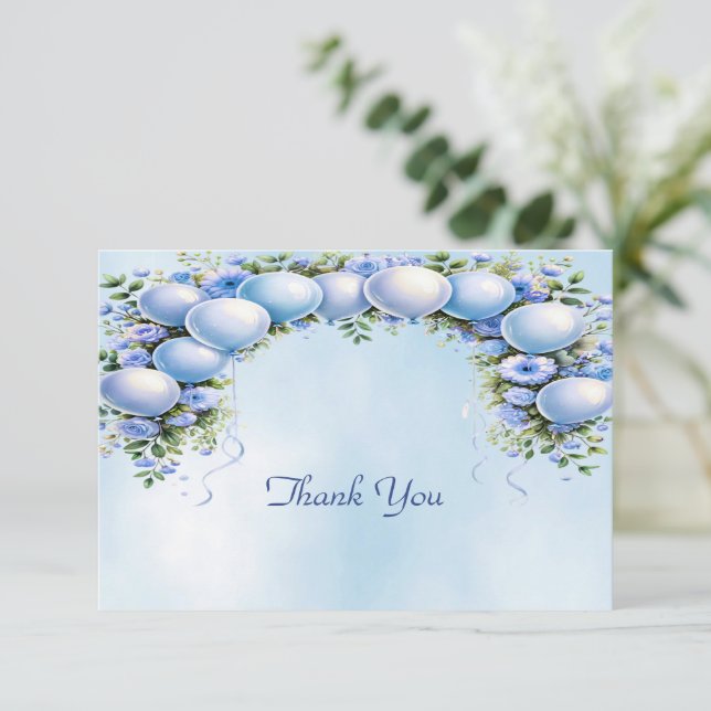 Blue Balloons Thank You Card (Standing Front)