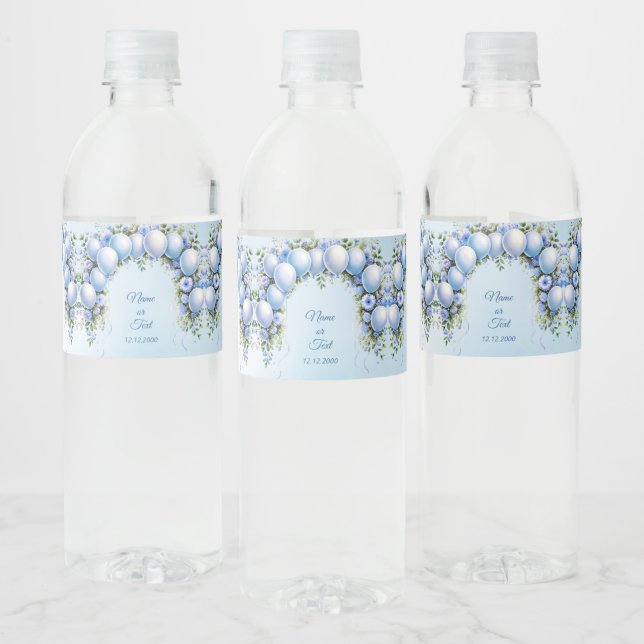 Blue Balloons Water Bottle Label (Bottles)