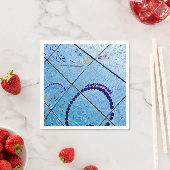 Blue Baltimore Mirror Mosaic Napkin (Insitu)