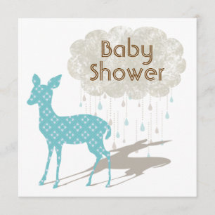 Blue Bambi Baby Shower Inviation Invitation