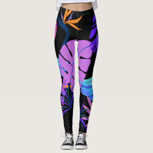 Blue Banana Bunch Pink Purple Tropical Forest Leggings
