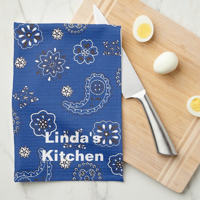 Blue Bandanna Kitchen Towel (Quarter Fold)
