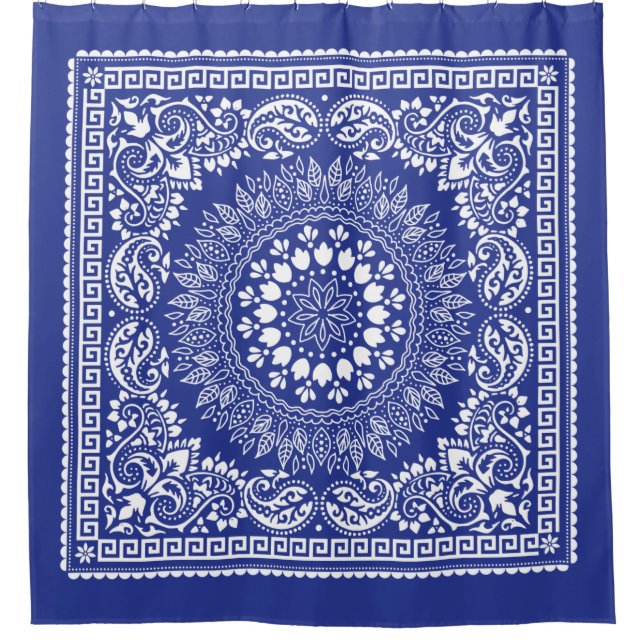 Blue Bandanna Pattern-4 Shower Curtain (Front)