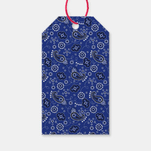 Blue Bandanna Pattern Cowboy Outdoors Adventure Gift Tags