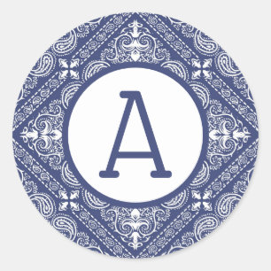 Blue Bandanna Personalise Classic Round Sticker
