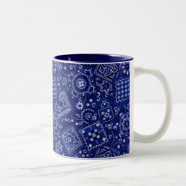 Blue Bandanna Two-Tone Coffee Mug (Right)