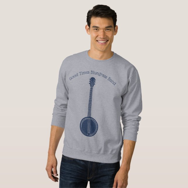 Blue Banjo Graphic Custom Text Sweatshirt (Front Full)