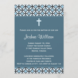 Blue Baptism/Christening Invite (no photo)