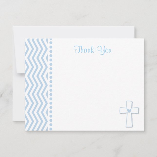 Blue Baptism Flat Thank You Notes (Front)