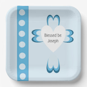 Blue Baptism Party Plates for Boys