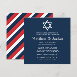 Blue Bar Mitzvah Party Invitation
