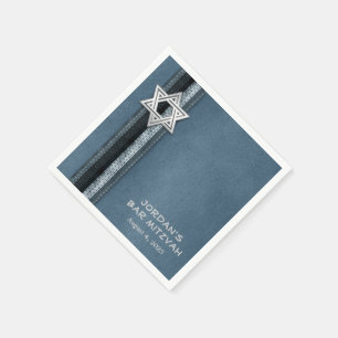 Blue Bar Mitzvah Stripes Napkin