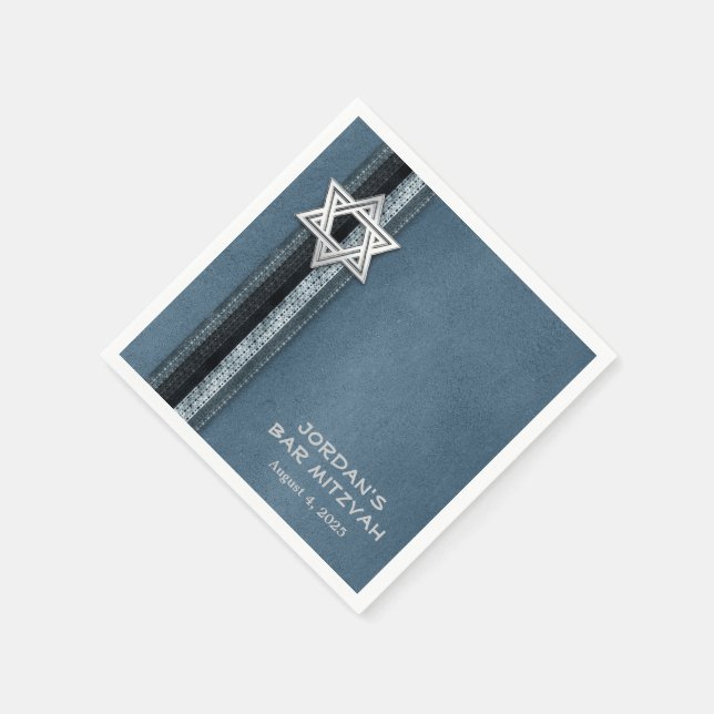 Blue Bar Mitzvah Stripes Napkin (Corner)