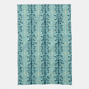 Blue Barbell Retro Mid-Century Modern Dish Tea Towel