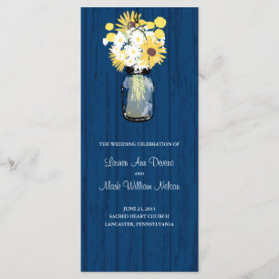 Blue Barn Mason Jar Sunflower Wedding Program Programme