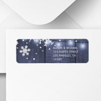 Blue barn wood snowflakes lights rustic wedding