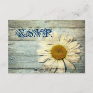 blue barnwood country daisy wedding RSVP response